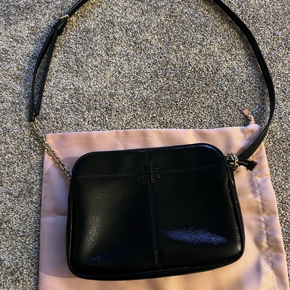 Tory Burch Black Crossbody Bag with Chain Detail